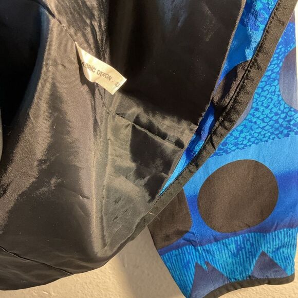 Anne Crimmins UMI Collections Ladies Blazer 4 Blue Black 100% Silk Print Jacket - Picture 4 of 10